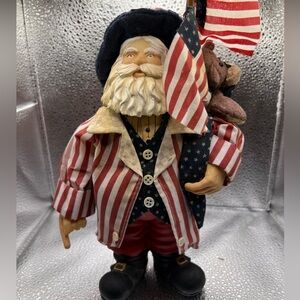 Patriotic Red White & Blue Santa Christmas Figurine